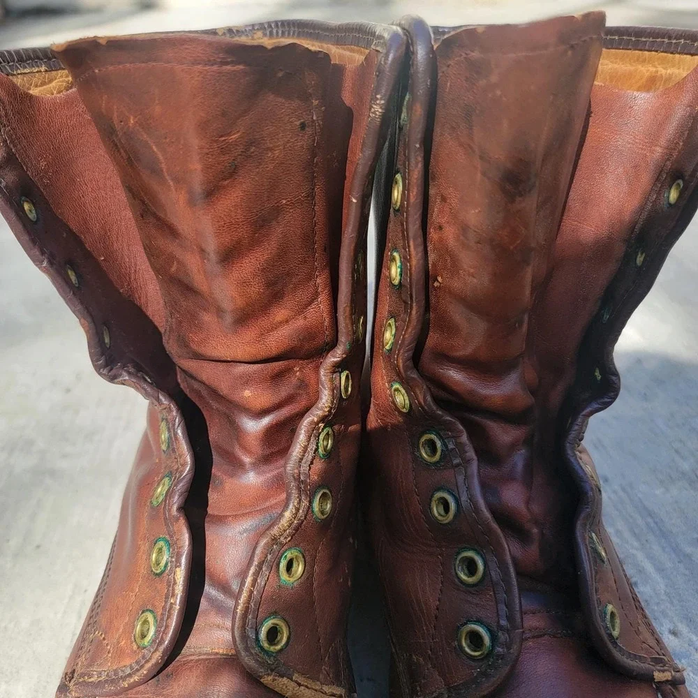 VTG 1960s Cushioned Gold Bond Work Boots Leather‎ Moc Toe Hunting Mens Size 10.5